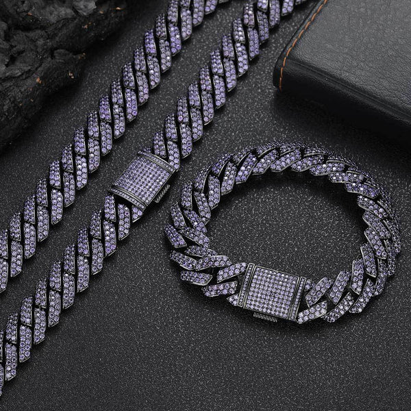 The "Obsidian" Purple Diamond Prone Link Cuban Chain